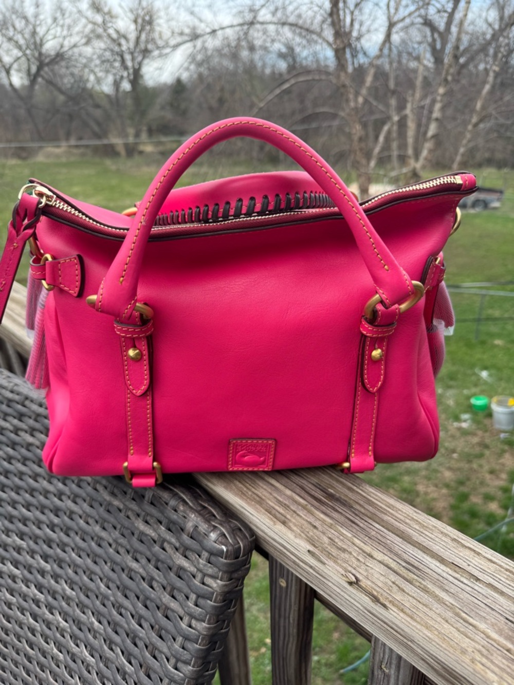 SOLD - Dooney & Bourke Large Fuschia Florentine Satchel